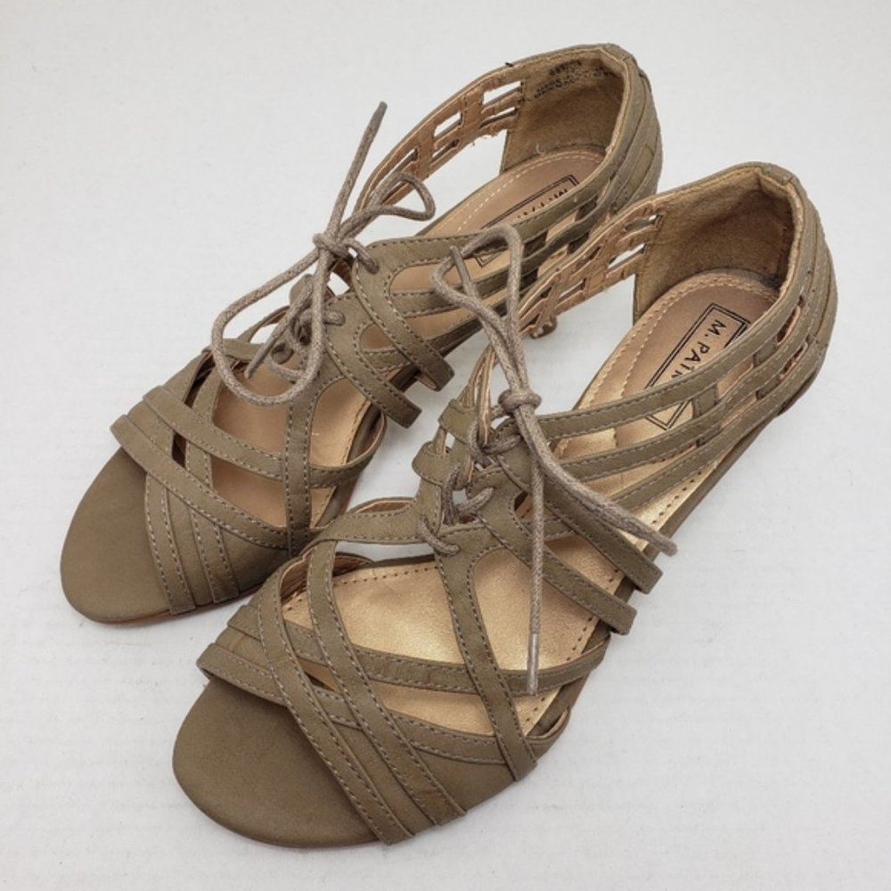 M. Patrick Tan Open Toe Lace Up Heels Sz 7.5